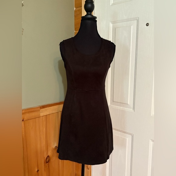 Altar'd State Black Mini Dress with suede look and feel w/ back keyhole cutout - Picture 1 of 8